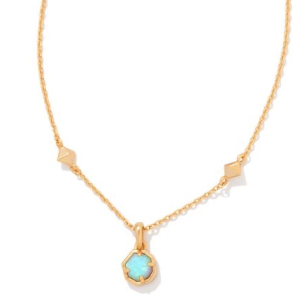 Kendra Scott Nola Gold Angel Blue Kyocera Opal short necklace, preloved